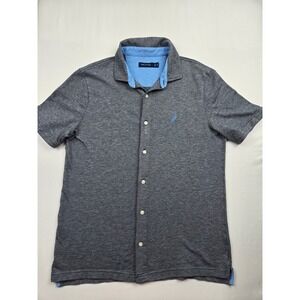 Nautica Mens Short Sleeve Button Down Shirt Gray Heathered Pique K5527M Size M